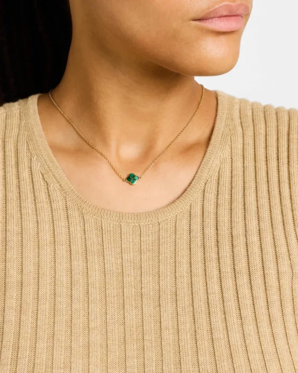 Gemstone Petal Gold Vermeil Sterling Silver Necklace
