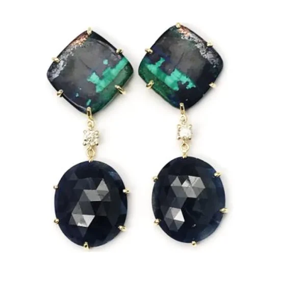 Giza 18K Gold One of a Kind Gemstone Earrings