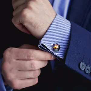 Globe Spinning Lapis Inlay Sterling Cufflinks