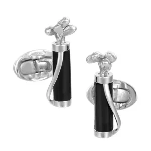 Golf Bag and Clubs Gemstone Sterling Cufflinks