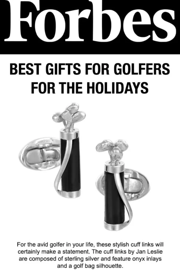 Golf Bag and Clubs Gemstone Sterling Cufflinks