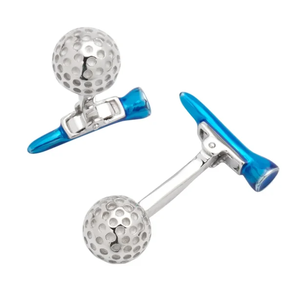 Golf Ball and Tee Sterling Cufflinks
