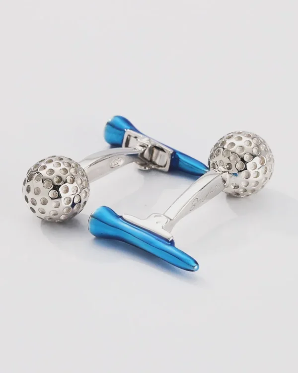 Golf Ball and Tee Sterling Cufflinks