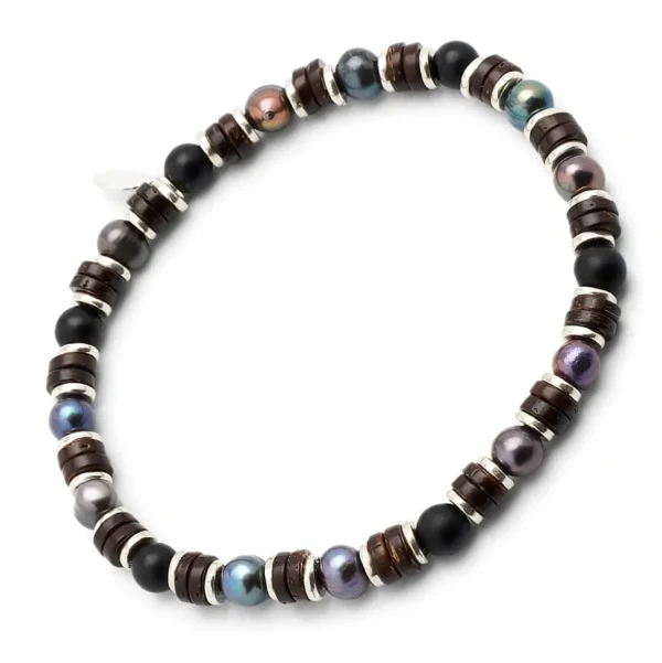 Grey Pearl & Agate Beaded Flex Bracelet