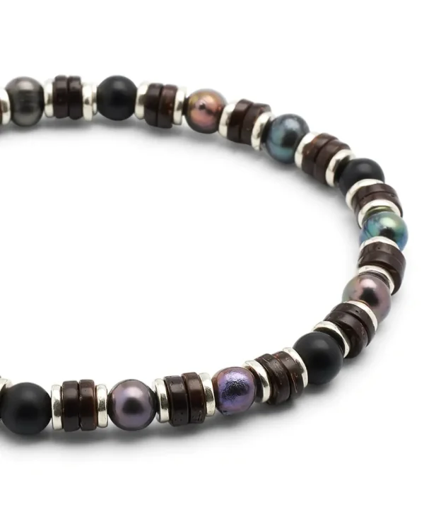 Grey Pearl & Agate Beaded Flex Bracelet