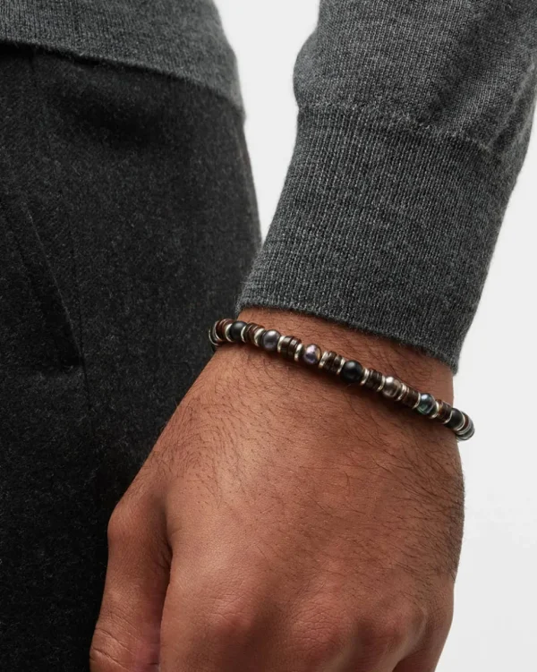 Grey Pearl & Agate Beaded Flex Bracelet