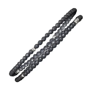 Grey Pyrite Bead Double Wrap Bracelet