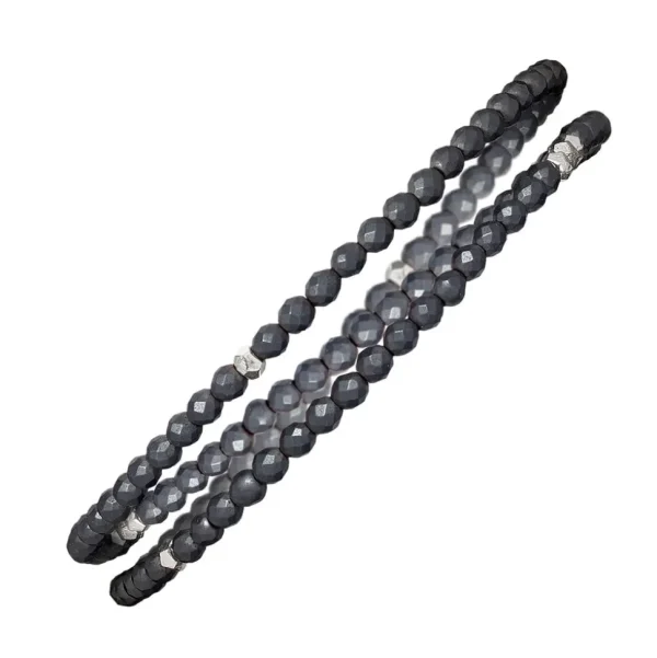 Grey Pyrite Bead Double Wrap Bracelet