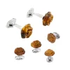 Hand Carved Tiger Eye Rose Sterling Silver Cufflinks and Tuxedo Studs