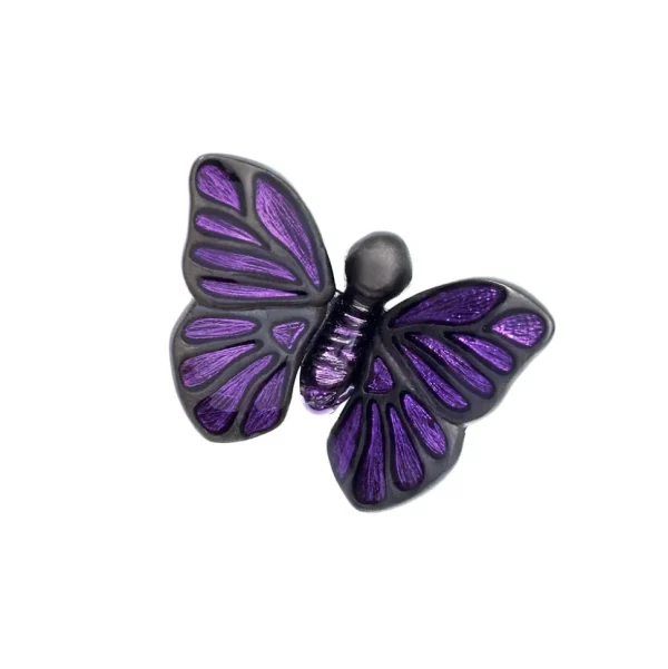 Hand Painted Enamel Butterfly Sterling Silver Lapel Pin I Jan Leslie