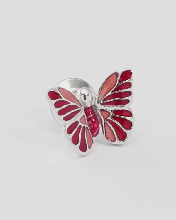 Hand Painted Enamel Butterfly Sterling Silver Lapel Pin I Jan Leslie