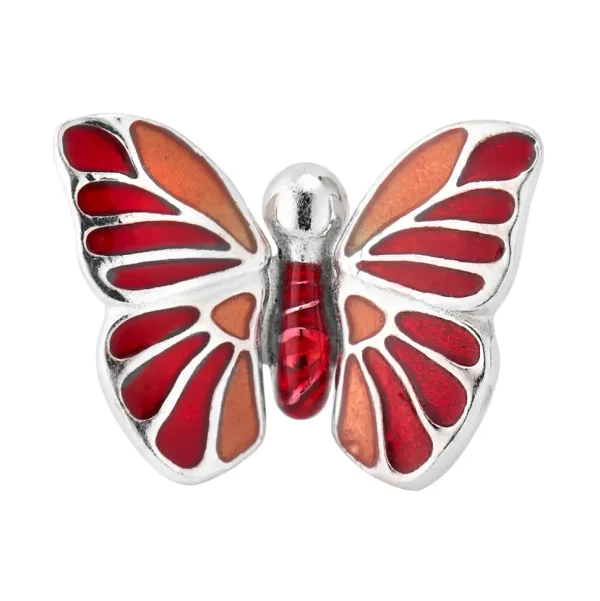Hand Painted Enamel Butterfly Sterling Silver Lapel Pin I Jan Leslie