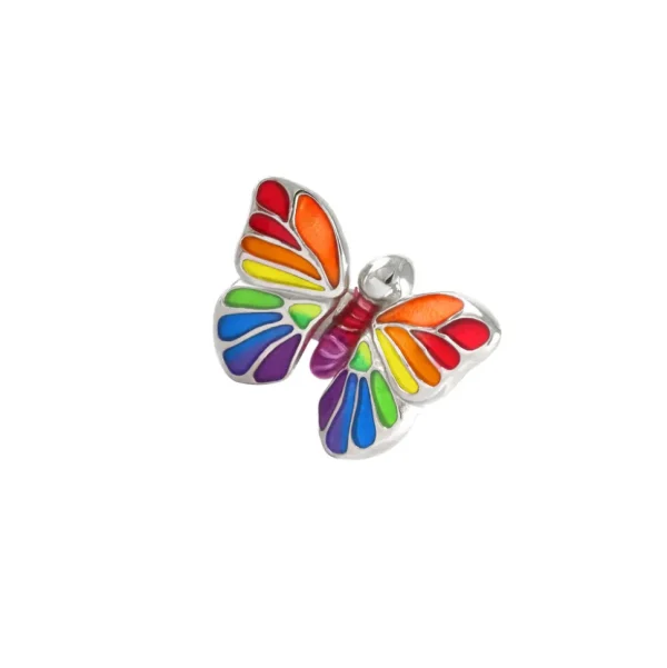 Hand Painted Enamel Butterfly Sterling Silver Lapel Pin I Jan Leslie
