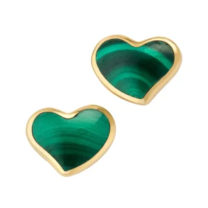Heart Gemstone Gold Vermeil Sterling Stud Earrings