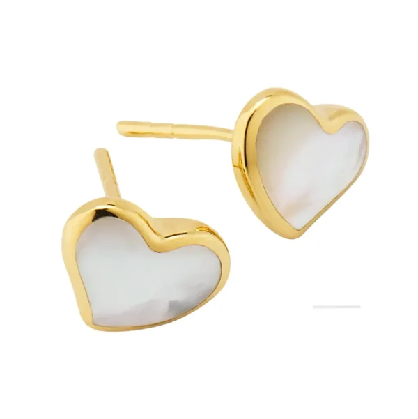 Heart Gemstone Gold Vermeil Sterling Stud Earrings