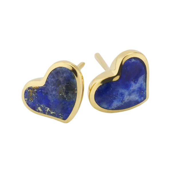 Heart Gemstone Gold Vermeil Sterling Stud Earrings