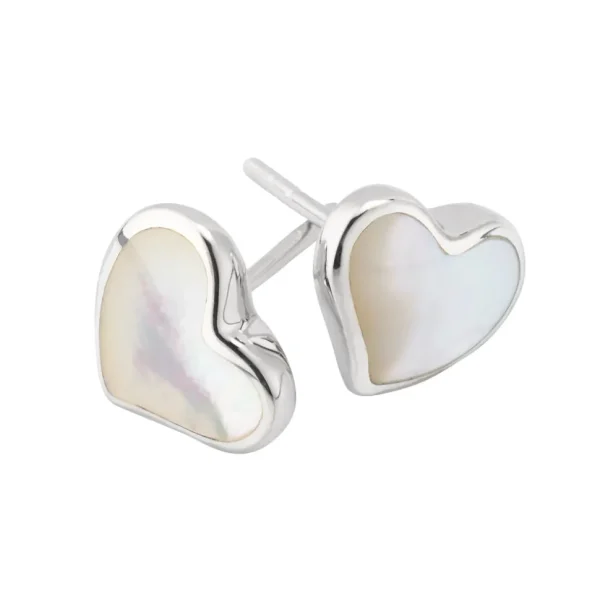 Heart Gemstone Sterling Stud Earrings