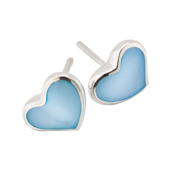 Heart Gemstone Sterling Stud Earrings