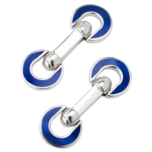 Horseshoe Flip Sterling Blue Cufflinks