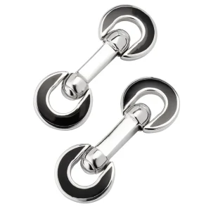 Horseshoe Flip Sterling Black Cufflinks
