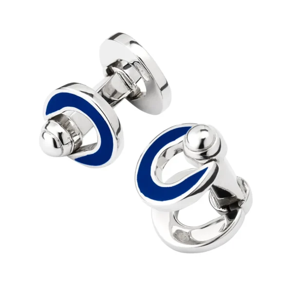 Horseshoe Flip Sterling Blue Cufflinks