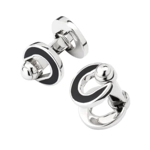 Horseshoe Flip Sterling Black Cufflinks