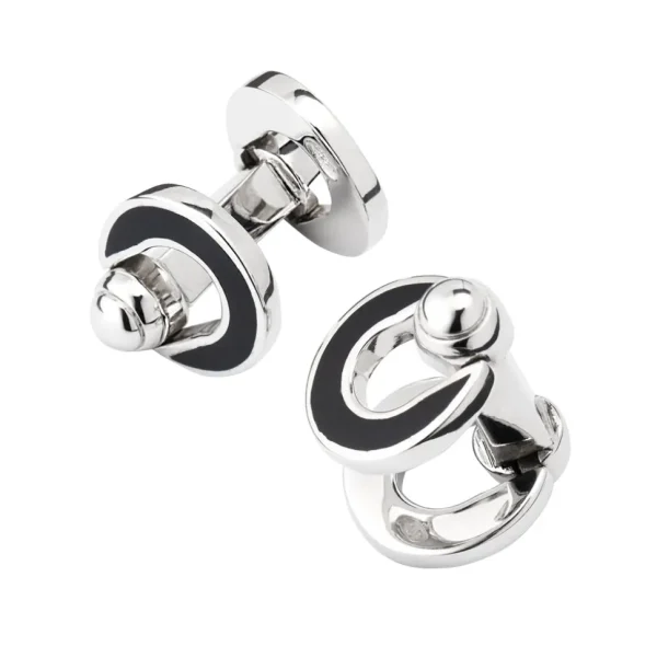 Horseshoe Flip Sterling Black Cufflinks