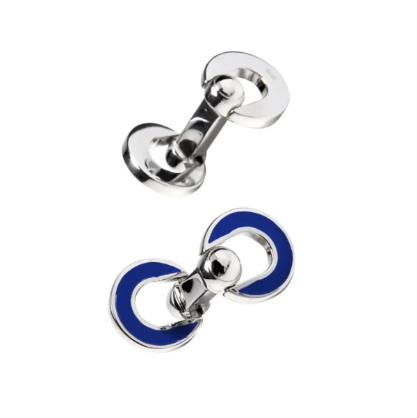 Horseshoe Flip Sterling Blue Cufflinks