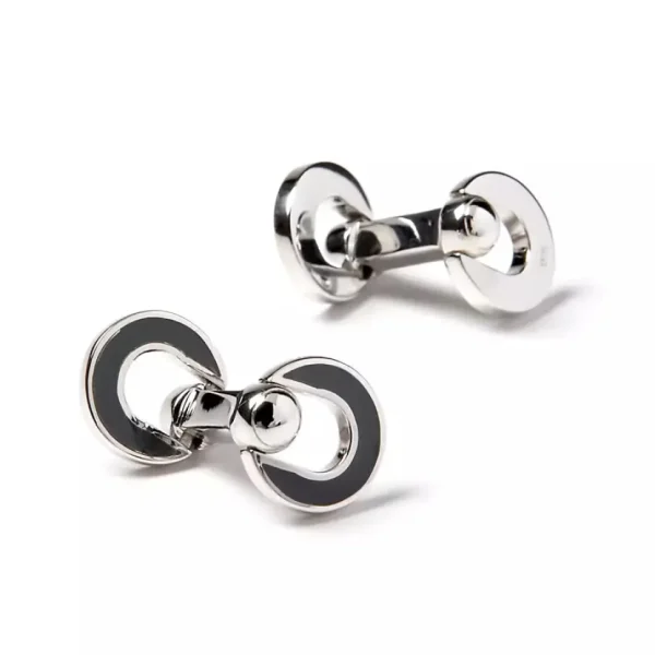 Horseshoe Flip Sterling Black Cufflinks