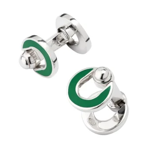 Horseshoe Flip Sterling Green Cufflinks
