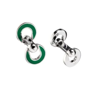 Horseshoe Flip Sterling Green Cufflinks