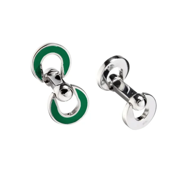 Horseshoe Flip Sterling Green Cufflinks