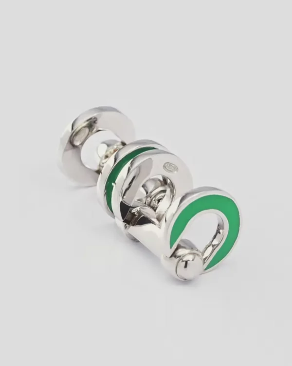 Horseshoe Flip Sterling Green Cufflinks