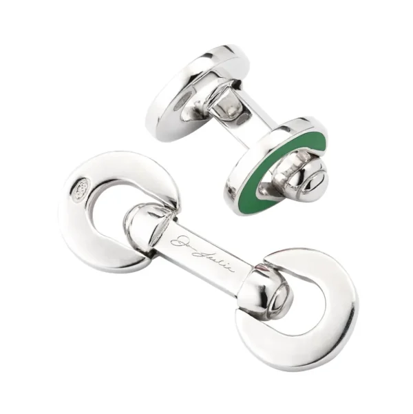 Horseshoe Flip Sterling Green Cufflinks