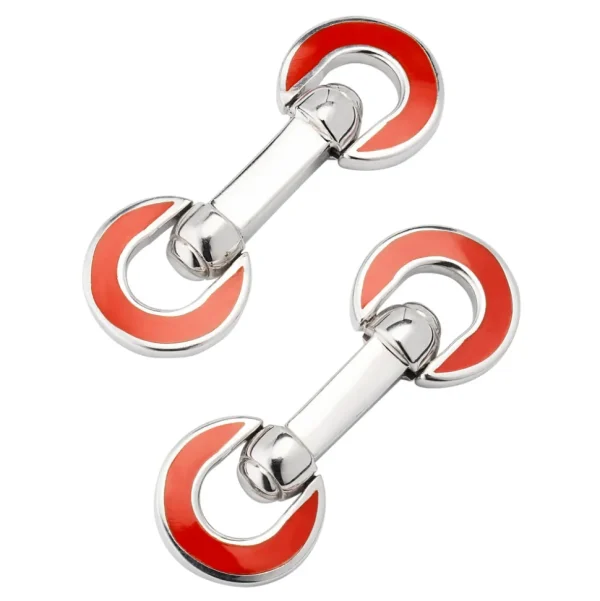 Horseshoe Flip Sterling Orange Cufflinks