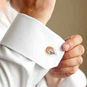 Horseshoe Flip Sterling Orange Cufflinks