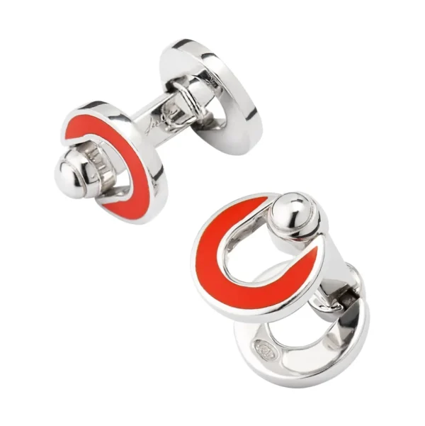 Horseshoe Flip Sterling Orange Cufflinks