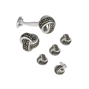 Knot Marcasite Pave' Sterling Cufflinks & Studs
