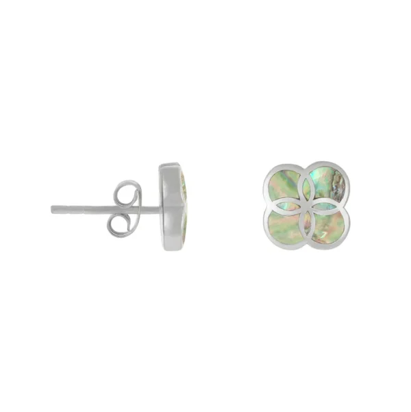 Koi Cascade Gemstone Inlay Petal Stud Sterling Silver Earring