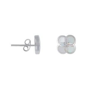 Koi Cascade Gemstone Inlay Petal Stud Sterling Silver Earring