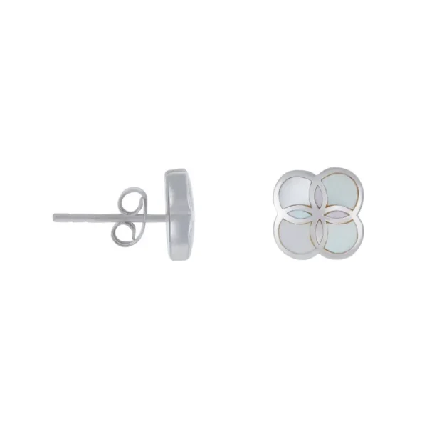 Koi Cascade Gemstone Inlay Petal Stud Sterling Silver Earring