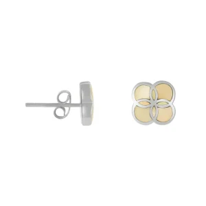 Koi Cascade Gemstone Inlay Petal Stud Sterling Silver Earring