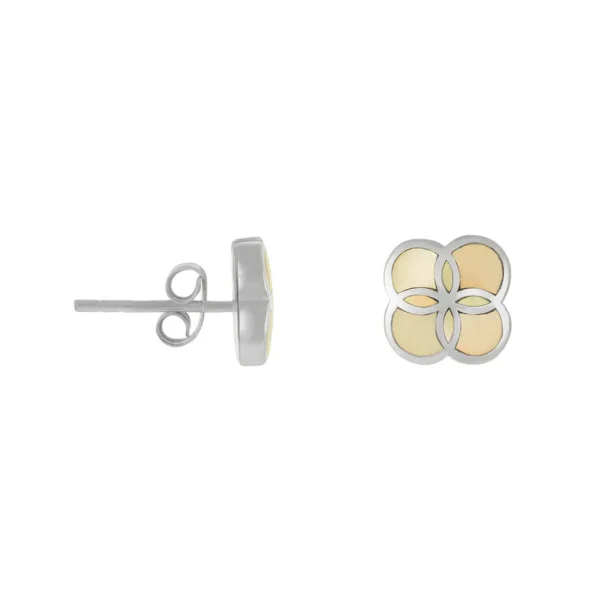 Koi Cascade Gemstone Inlay Petal Stud Sterling Silver Earring