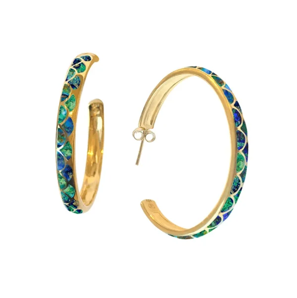 Koi Cascade Gemstone Sterling Silver Hoop Earrings I Jan Leslie