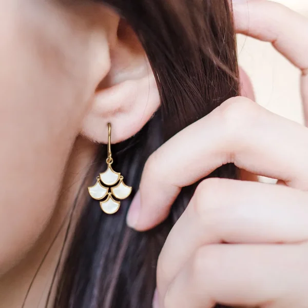 Koi Cascade Moving Mother of Pearl Earring Petite | Jan Leslie