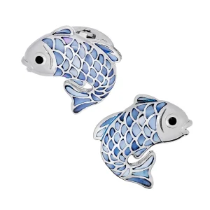 Koi Fish Mother of Pearl Sterling Cufflinks