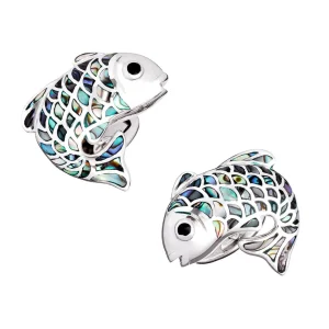 Koi Fish Mother of Pearl Sterling Cufflinks