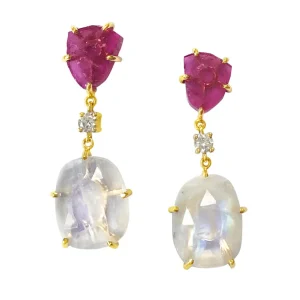 La Boca 18K Gold One of a Kind Gemstone Earrings