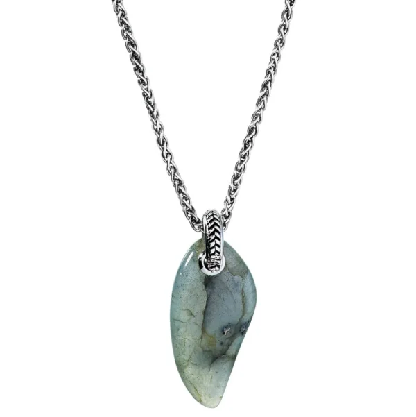 Labradorite Gemstone Horn Pendant Necklace