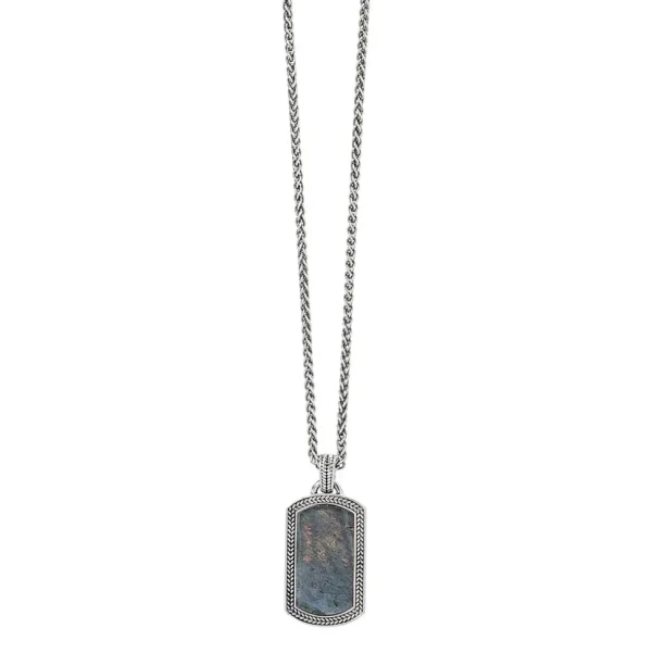 Labradorite Gemstone Plaque Sterling Pendant & Necklace
